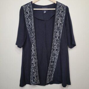 Ashro Tribal Flax Blend Lightweight Open Cardigan Size M